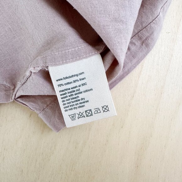 NWT Folk Men's Linen Blend Shirt Tropical Pale Pink White M NEW Short Sleeve - Picture 5 of 8